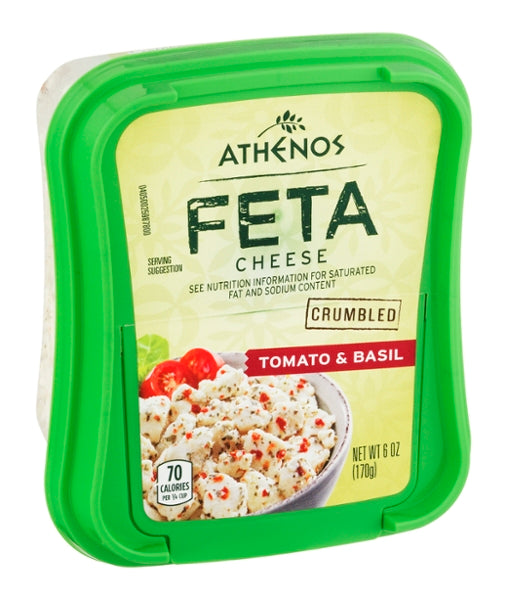 ATHENOS: Tomato & Basil Feta Cheese Crumbled, 6 oz