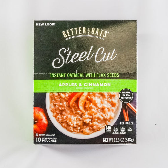 BETTER OATS: Oatmeal Steel Cut Apple Cinnamon, 12.3 oz