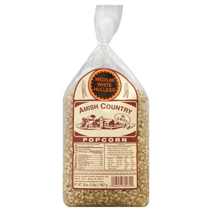 AMISH COUNTRY: Medium White Hulless Popcorn, 32 oz