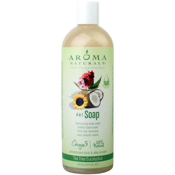 AROMA NATURALS: Tea Tree Eucalyptus Castile Liquid Soap, 16 oz