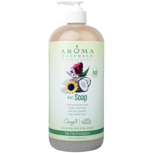 AROMA NATURALS: Tea Tree Eucalyptus Castile Liquid Soap, 34 oz