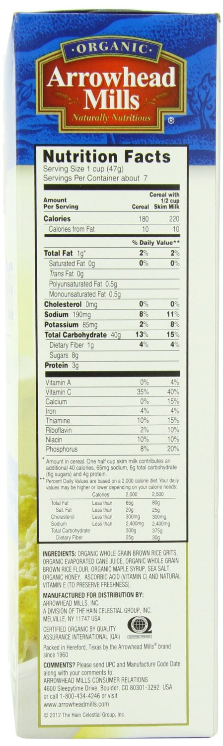 ARROWHEAD MILLS: Organic Sweetened Rice Flakes Cereal Gluten Free, 12 Oz