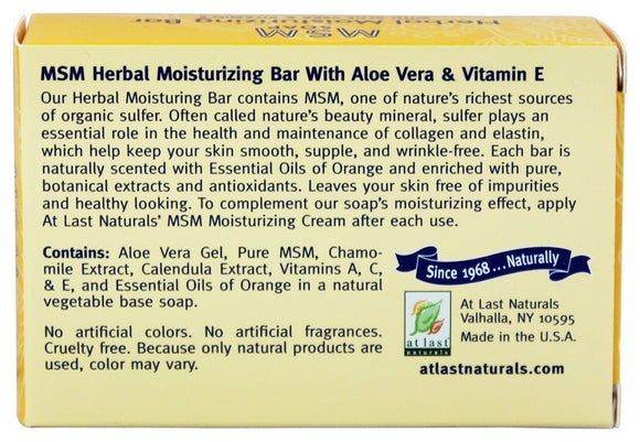 AT LAST NATURALS: MSM Soap Herbal Moisturizing Bar, 3 oz