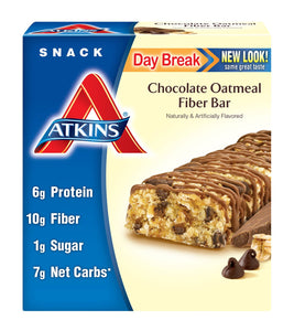 ATKINS: Day Break Snack Bar Chocolate Oatmeal Fiber (5x1.4oz bars), 7 oz