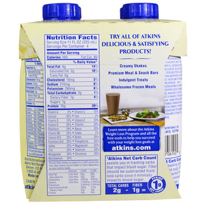 ATKINS: French Vanilla Shake 4 count (11 oz each), 44 oz