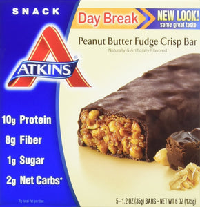 ATKINS: Snack Bar Day Break Peanut Butter Fudge Crisp (5x1.2oz bars), 6 oz