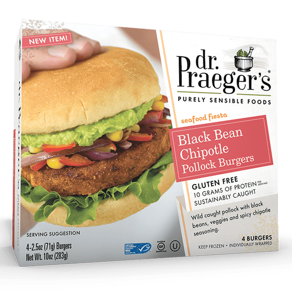 DR PRAEGER: Black Bean Chipotle Pollock Burger, 10 oz