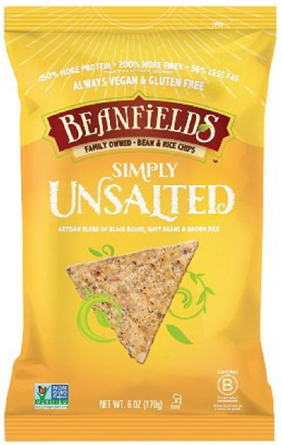 BEANFIELDS: Bean & Rice Chips Unsalted, 6 Oz