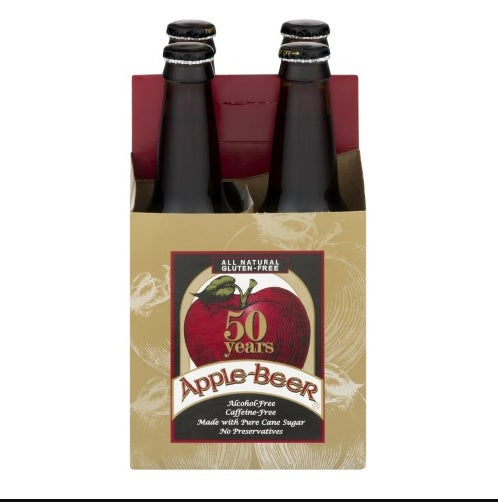 APPLE BEER: Soda All Natural Apple 4 pk, 48 fl oz