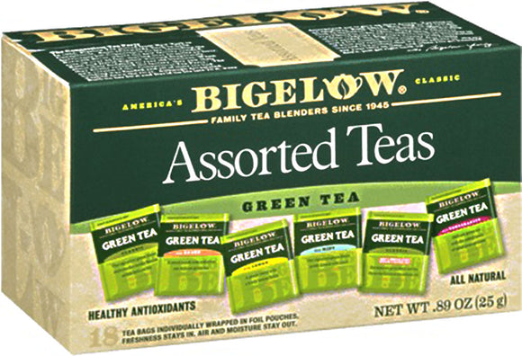 BIGELOW: Assorted Green Teas Individual Fresh Pack 18 Tea Bags, 0.89 oz