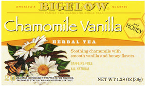 BIGELOW: Chamomile Vanilla Herbal Tea with Honey 20 Bags, 1.28 oz