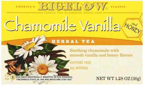 BIGELOW: Chamomile Vanilla Herbal Tea with Honey 20 Bags, 1.28 oz