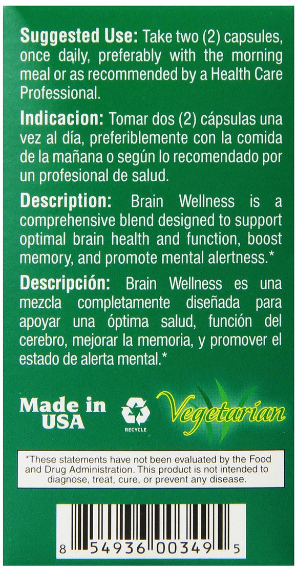 BIO NUTRITION: Brain Wellness, 60 Vegetarian Capsules