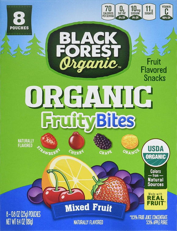 BLACK FOREST: Organic Fruity Bites Mixed Fruit Snacks 8x0.8-oz Pouches, 6.4 oz
