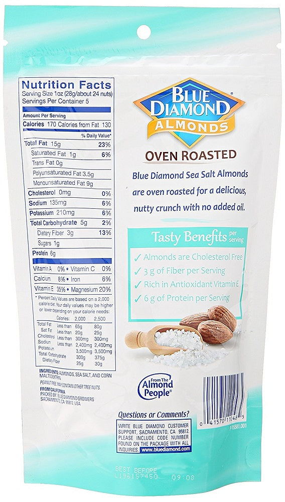 BLUE DIAMOND: Oven Roasted Sea Salt Almonds, 5 oz