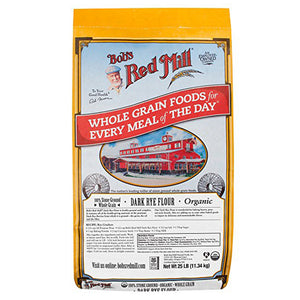 BOB'S RED MILL: Whole Grain Dark Organic Rye Flour Stone Ground, 25 Lb