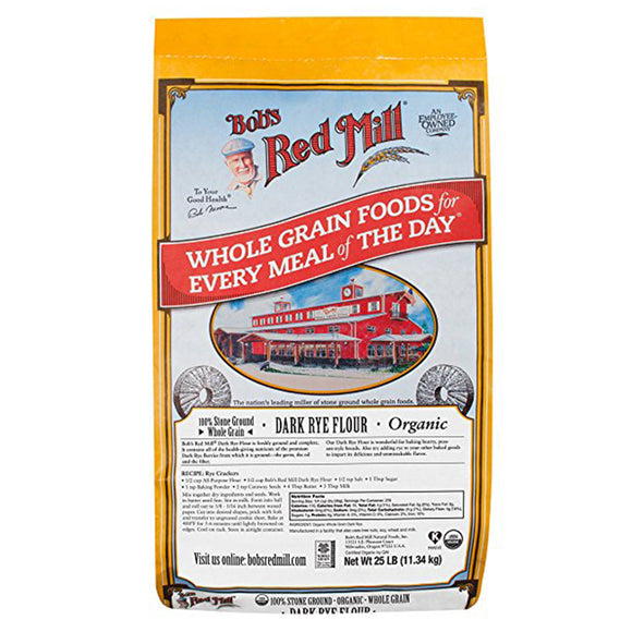 BOB'S RED MILL: Whole Grain Dark Organic Rye Flour Stone Ground, 25 Lb