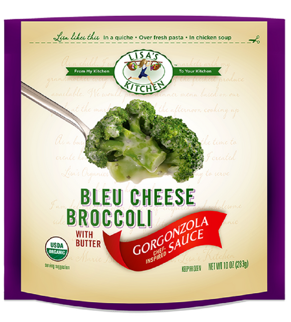 LISA'S KITCHEN: Organic Broccoli Florets in Gorgonzola Bleu Cheese Sauce, 10 oz