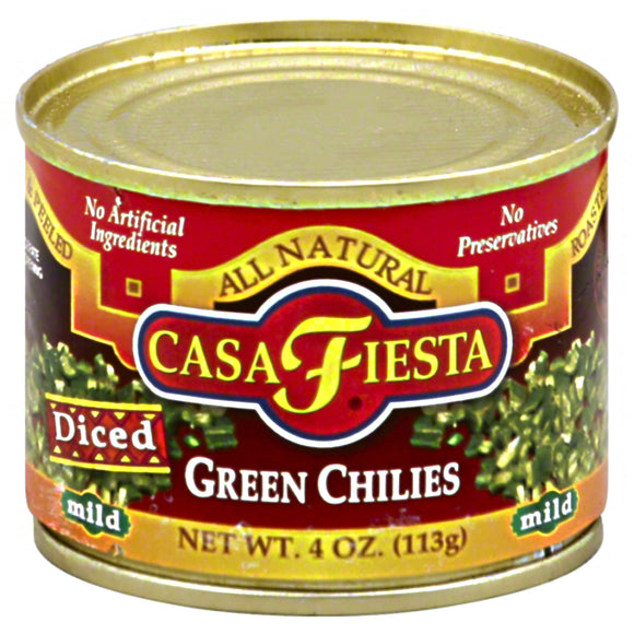 CASA FIESTA: Diced Green Chilies Mild, 4 oz