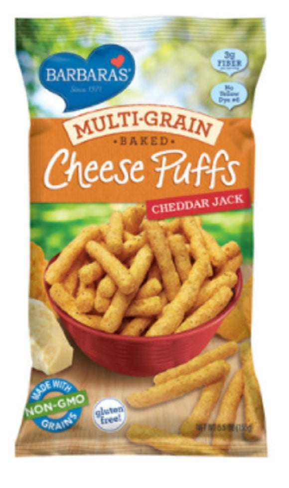 BARBARAS: Multi-Grain Baked Cheddar Jack Cheese Puffs, 5.5 oz
