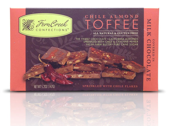 FERNCREEK: Chile Almond Toffee Bar Milk Chocolate, 5.2 oz