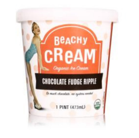 BEACHY CREAM: Chocolate Fudge Ripple Ice Cream, 1 Pint