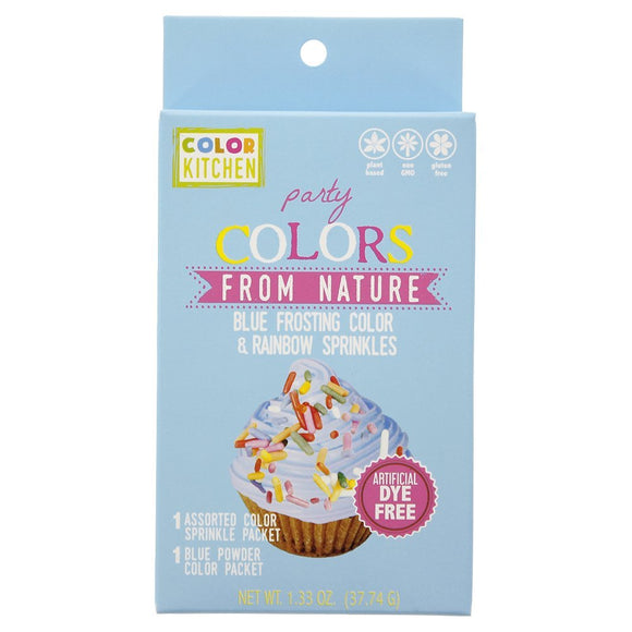 COLORKITCHEN: Party Colors From Nature Blue Frosting Color & Rainbow Sprinkles, 1.33 oz