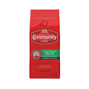 COMMUNITY COFFEE: Ground Cafe Special Decaffeinated Medium-Dark Roast, 12 oz