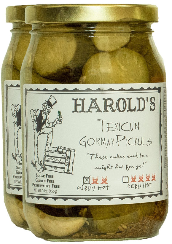 CONSCIOUS CHOICE: Harold's Texicun Gormay Pickles Purdy Hot, 16 oz