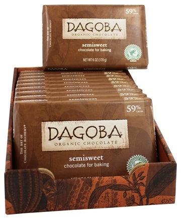 DAGOBA ORGANIC CHOC: Semisweet Chocolate Bar for Baking, 6 oz