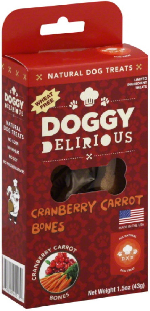 DOGGY DELIRIOUS: Natural Dog Treats Cranberry Carrot Bones, 1.5 oz