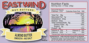 EAST WIND:  Smooth Almond Butter No Salt, 35 Lb