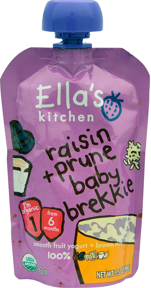 ELLA'S KITCHEN: Organic Fruit Smoothie Baby Brekkie Stage 1 Raisin + Prune, 3.5 oz