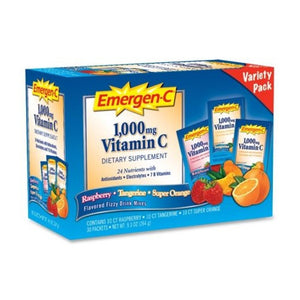 EMERGEN-C: Vitamin C Fizzy Drink Mix Raspberry Tangerine Super Orange Variety, 30 Packets