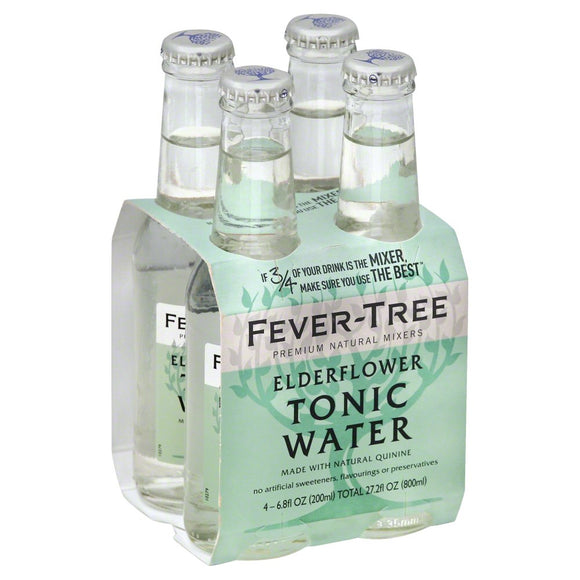 FEVER TREE: Elderflower Tonic Water 4 Count (6.8 Oz Each), 27.2 oz