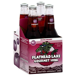 FLATHEAD LAKE GOURMET SODA: Huckleberry pack of 4 (12 oz each), 48 oz