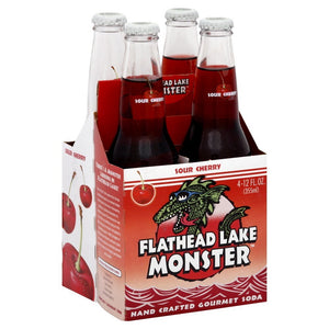 FLATHEAD LAKE: Gourmet Soda Sour Cherry Pack of 4 (12 Oz Each), 48 oz