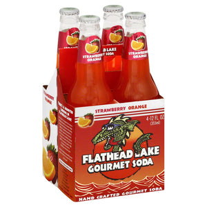 FLATHEAD LAKE GOURMET SODA: Strawberry Orange Pack of 4 (12 Oz Each), 48 oz