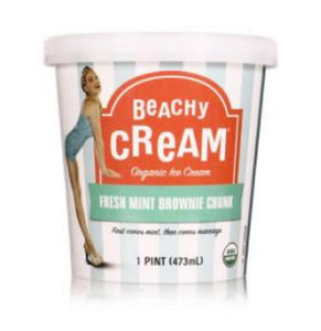BEACHY CREAM: Fresh Mint Brownie Chunk Ice Cream, 1 pint