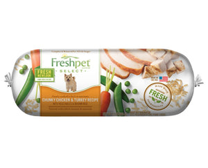 FRESHPET SELECT: Chunky Chicken & Turkey with Vegetables & Brown Rice Dog Food Recipe, 24 oz