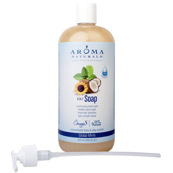 AROMA NATURALS: 4in1 Global Mint Castle Liquid Soap, 34 oz
