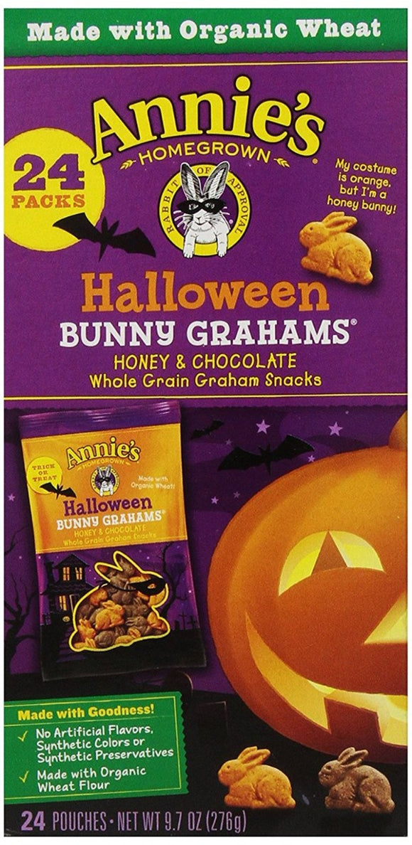 ANNIES HOMEGROWN: Halloween Bunny Graham Crackers 24 Pouches, 9.7 oz