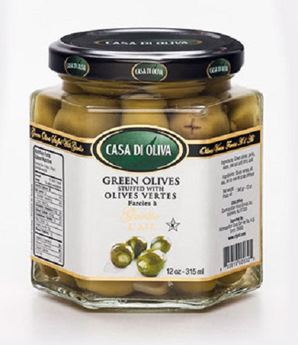 CASA DI OLIVA: Green Olives Stuffed With Garlic, 12 oz