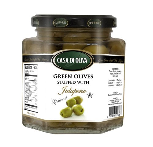 CASA DI OLIVA: Green Olives Stuffed With Jalapeno, 12 oz