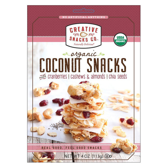 CREATIVE SNACK: Coconut Snack With Cranberries, Cashews, Almonds, & Chia Seeds, 4 oz
