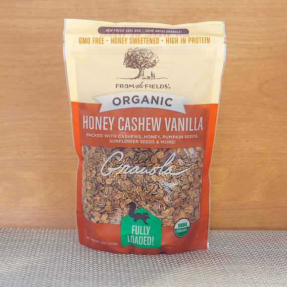 FROM THE FIELDS: Honey Cashew Vanilla Granola, 12 oz