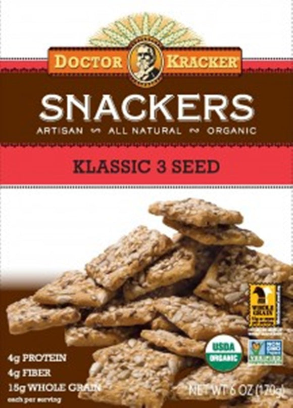 DOCTOR KRACKER: Organic Snackers Klassic 3 Seed, 6 oz