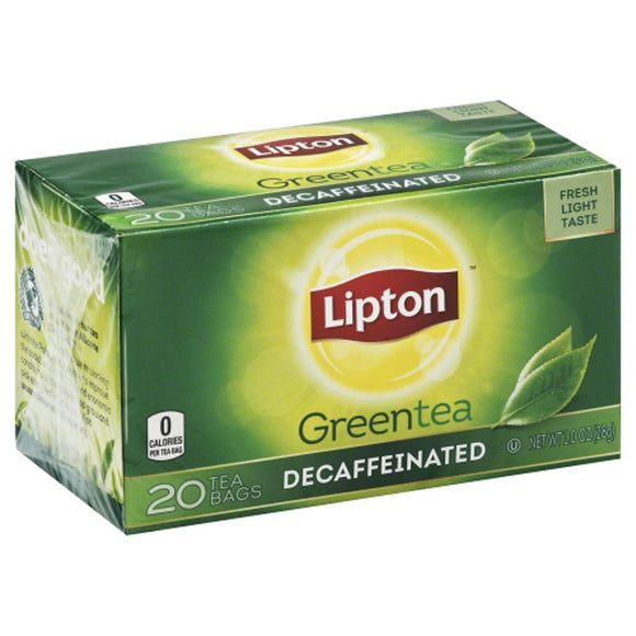 LIPTON: Green Tea Naturally Decaffeinated 20 Tea Bags, 1 oz