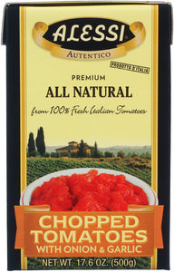 ALESSI: Chopped Tomatoes with Onion & Garlic, 17.6 oz