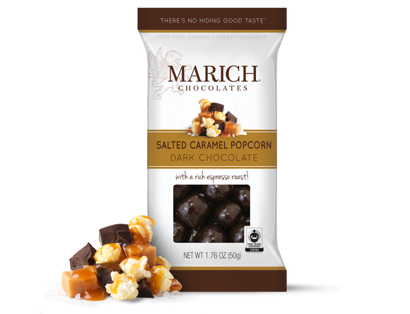 MARICH: Dark Chocolate Salted Caramel Popcorn, 1.76 oz